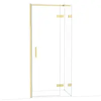 Maxaro Diamond Douchedeur | 90 cm Glanzend lichtgoud Helder glas Draaideur