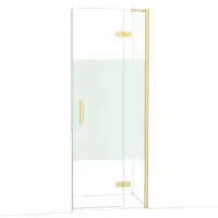 Maxaro Diamond Douchedeur | 80 cm Glanzend lichtgoud Helder met matte strook Draaideur