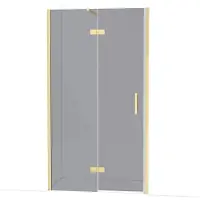 Maxaro Diamond Douchedeur | 110 cm Glanzend lichtgoud Rookglas Draaideur