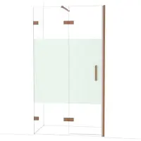 Maxaro Diamond Douchedeur | 110 cm Glanzend koper Helder met matte strook Draaideur