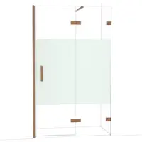 Maxaro Diamond Douchedeur | 120 cm Glanzend koper Helder met matte strook Draaideur