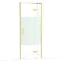 Maxaro Diamond Douchedeur | 80 cm Glanzend lichtgoud Helder met matte strook Draaideur