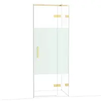 Maxaro Diamond Douchedeur | 80 cm Glanzend lichtgoud Helder met matte strook Draaideur