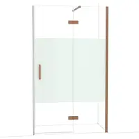 Maxaro Diamond Douchedeur | 120 cm Glanzend koper Helder met matte strook Draaideur
