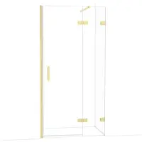 Maxaro Diamond Douchedeur | 100 cm Glanzend lichtgoud Helder glas Draaideur