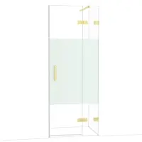Maxaro Diamond Douchedeur | 80 cm Glanzend lichtgoud Helder met matte strook Draaideur