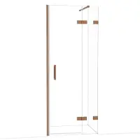 Maxaro Diamond Douchedeur | 80 cm Glanzend koper Helder glas Draaideur