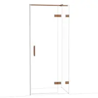 Maxaro Diamond Douchedeur | 90 cm Glanzend koper Helder glas Draaideur