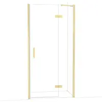 Maxaro Diamond Douchedeur | 100 cm Glanzend lichtgoud Helder glas Draaideur