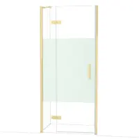 Maxaro Diamond Douchedeur | 90 cm Glanzend lichtgoud Helder met matte strook Draaideur