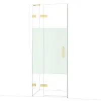 Maxaro Diamond Douchedeur | 80 cm Glanzend lichtgoud Helder met matte strook Draaideur
