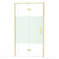 Maxaro Diamond Douchedeur | 110 cm Glanzend lichtgoud Helder met matte strook Draaideur