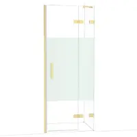 Maxaro Diamond Douchedeur | 80 cm Glanzend lichtgoud Helder met matte strook Draaideur