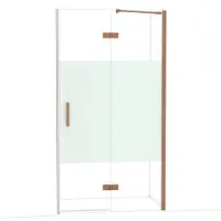 Maxaro Diamond Douchedeur | 110 cm Glanzend koper Helder met matte strook Draaideur