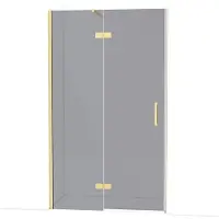 Maxaro Diamond Douchedeur | 120 cm Glanzend lichtgoud Rookglas Draaideur