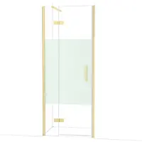 Maxaro Diamond Douchedeur | 80 cm Glanzend lichtgoud Helder met matte strook Draaideur