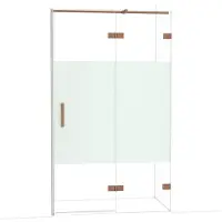 Maxaro Diamond Douchedeur | 120 cm Glanzend koper Helder met matte strook Draaideur