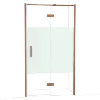 Maxaro Diamond Douchedeur | 110 cm Glanzend koper Helder met matte strook Draaideur