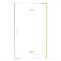 Maxaro Diamond Douchedeur | 120 cm Glanzend lichtgoud Helder glas Draaideur