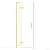 Maxaro Diamond Douchedeur | 80 cm Glanzend lichtgoud Helder glas Draaideur