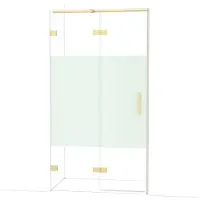 Maxaro Diamond Douchedeur | 110 cm Glanzend lichtgoud Helder met matte strook Draaideur