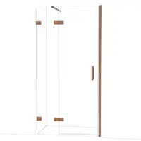 Maxaro Diamond Douchedeur | 100 cm Glanzend koper Helder glas Draaideur