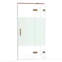 Maxaro Diamond Douchedeur | 100 cm Glanzend koper Helder met matte strook Draaideur
