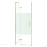 Maxaro Diamond Douchedeur | 80 cm Glanzend lichtgoud Helder met matte strook Draaideur