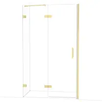 Maxaro Diamond Douchedeur | 120 cm Glanzend lichtgoud Helder glas Draaideur