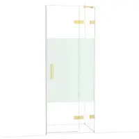 Maxaro Diamond Douchedeur | 80 cm Glanzend lichtgoud Helder met matte strook Draaideur