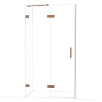 Maxaro Diamond Douchedeur | 110 cm Glanzend koper Helder glas Draaideur