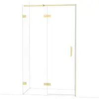 Maxaro Diamond Douchedeur | 120 cm Glanzend lichtgoud Helder glas Draaideur