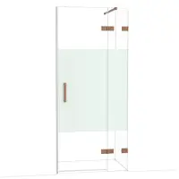Maxaro Diamond Douchedeur | 90 cm Glanzend koper Helder met matte strook Draaideur