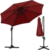 KOMFOTTEU Parasol 300 cm - zweefparasol met aluminium staaf - draaibaar - met 5 verstelbare hoeken - tuinparasol voor tuinen en balkons