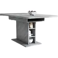 Happyment Eettafel - Keukentafel - Uitschuifbaar - Voor Woonkamer of Eethoek - Met Opbergruimte & Modern Design - Rechthoekig IJzer & Hout - Grijs
