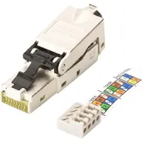 Digitus Modulaire RJ45-stekker cat.6A, PoE+, 10GbE, afgeschermd, vergrendelbaar, zonder gereedschap, 45mm, AWG 27-22, 5 stuks