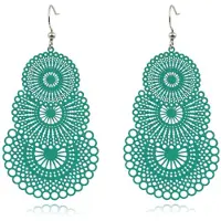 Deja Jewels Ronde dames oorbellen hangers met 3 cirkels kleur groen