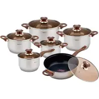 KINGHOFF set stalen potten 12 st. Rosegold KH1768