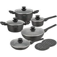 Klausberg 7657 - 12 delige pannenset - Kookpannen - 16-20-24-24-28 cm - zwart - met deksel