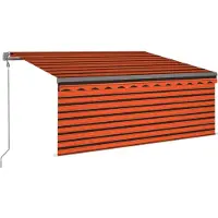 vidaXL Luifel met rolgordijn, LED en windsensor 3,5x2,5 m oranje bruin
