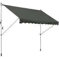 MODFU Vrijstaande Knikarmscherm - Handzwengel - In Hoogte Verstelbaar - Polyester - Grijs - 300 X 150 Cm
