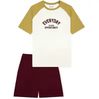 Schiesser Nachtkledij ' Teens Nightwear ' kaki / bordeaux / offwhite