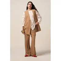 Oltre Fluid Viscose Blend Vest Beige Maat: 42 | Gilets Outlet | Dames | Beige