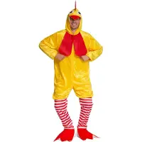 Partychimp Funky Kip Dieren Kostuum Carnavalskleding Carnaval kostuum verkleedkleding Volwassenen Pasen - Onesie - Geel - Unisex - Polyester - XL - Onesie/Broek & Schoencovers