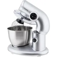 H.Koenig KM80 keukenmachine / 5 liter roestvrijstalen kom / tot 2 kg deeg / 3 opzetstukken / 1000 W / 4 snelheidsstanden / zilver…