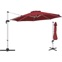 KOMFOTTEU Parasol 325 cm - zweefparasol - draaibaar - kantelbaar - aluminium stang - tuinparasol - voor tuinen en balkons