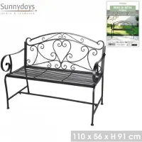Sunnydays "MON JARDIN" Opvouwbare metalen tuinbank – 110 x 56 x H91 cm