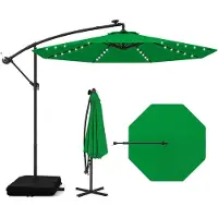 KOMFOTTEU Parasol 300 cm - zweefparasol Solar LED - met zandzakken - met verlichting - draaibaar - kantelbaar - tuinparasol - voor tuinen en balkons