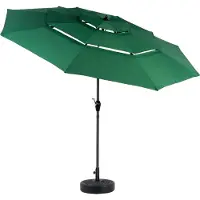 MODFU - Dubbelzijdige Rechthoekige Tuinparasol - Met Slinger En Kantelmechanisme - 3-Laags Geventileerd - Staal - Donkergroen - 14,8 Ft