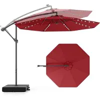 KOMFOTTEU Parasol 300 cm - zweefparasol Solar LED - met zandzakken - met verlichting - draaibaar - kantelbaar - tuinparasol - voor tuinen en balkons